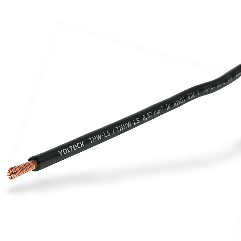 Cable THHW-LS Volteck de 1 hilo a 14 AWG color negro tensión MAX 600 V