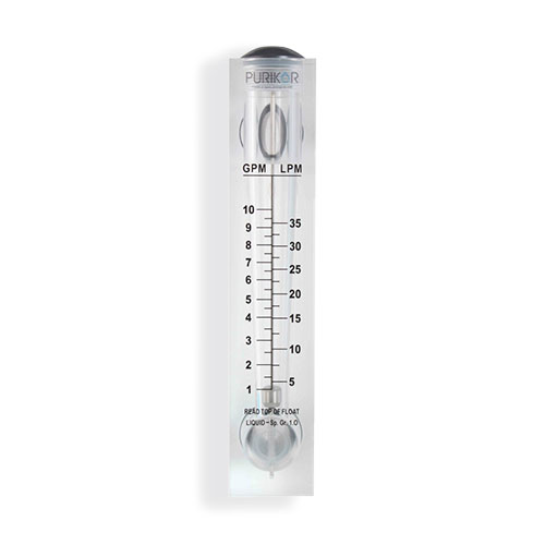 Flujometro industrial rotámetro Purikor para medir el caudal de líquidos y gases de 1 a 5 GPM con entrada y salida de 1/2"
