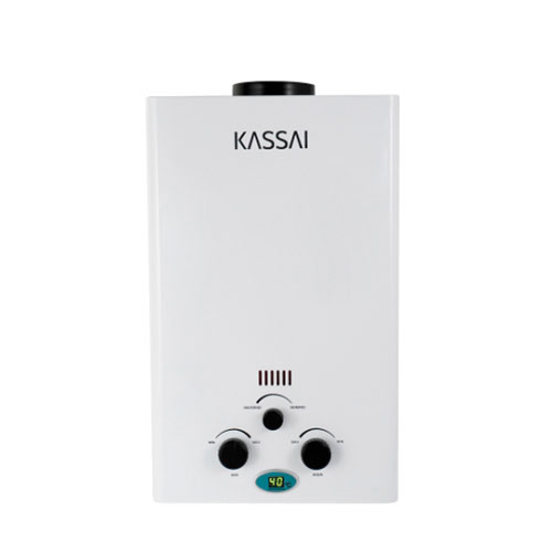 Calentador de paso instantáneo Kassai para exterior de gas propano para 6 LPM con encendido automático y 3 V uso con baterías