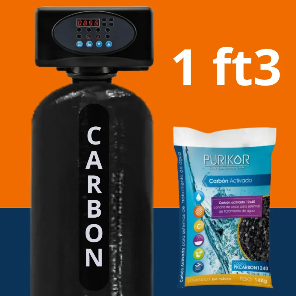 Paquete filtro de carbon activado automatico de 1ft3