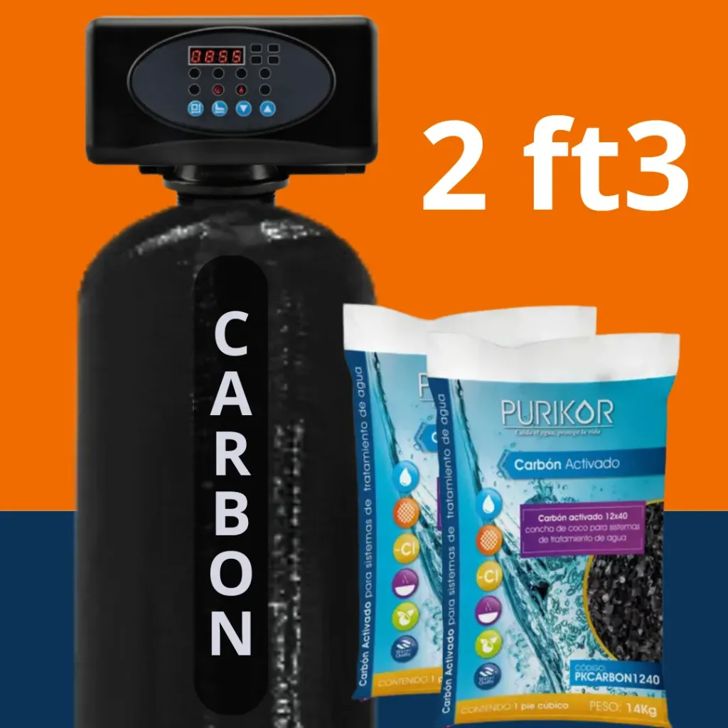 Paquete filtro de carbon activado automatico de 2ft3