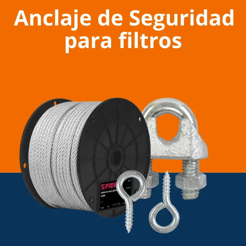 Paquete anclaje de seguridad para filtros en techo