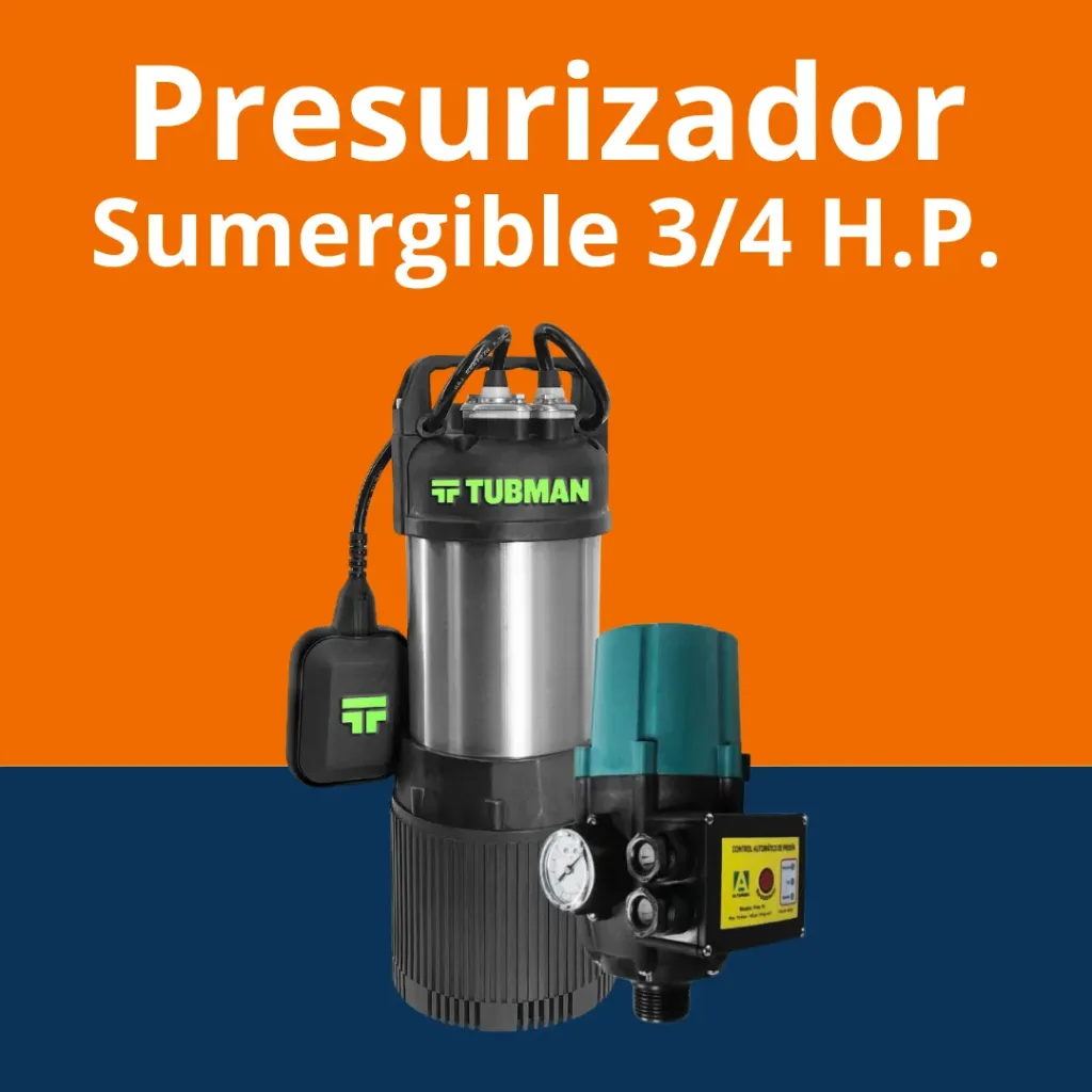 Paquete presurizador sumergible 3/4 H.P. Tubman para tinaco