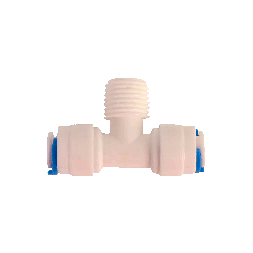 [R-PK-DCC-008A] Adaptador tipo "T" Purikor para osmosis inversa de 100 G y 400 G (RM1/4,T1/4", T1/4")