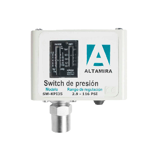 [SW-KPI35] Interruptor de presión Altamira presostato calibrado para 3-116 PSI conexión de 1/4" rosca NPT hembra