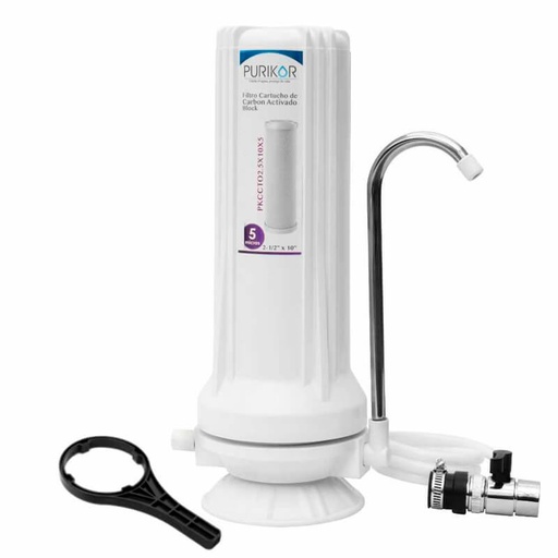 [PKF-1/T] Sistema de filtración básica POU Purikor de 1 etapa y filtración de 5 micras para flujo MAX de 0.5 GPM